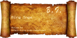 Birg Inge névjegykártya
